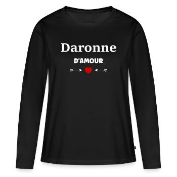 Daronne d'amour - T-shirt manches longues Premium bio Femme - noir - Devant - Julia (174cm)