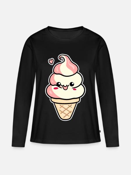Gelato dei cartoni animati - Maglia a maniche lunghe ecologica premium da donna - nero