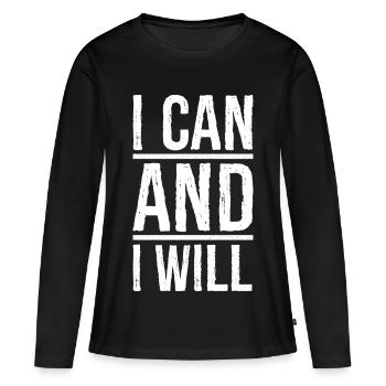Je peux et je le ferai - T-shirt manches longues Premium bio Femme - noir - Devant - Julia (174cm)