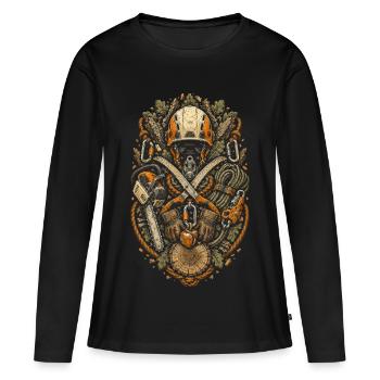 Arboristes Arboristes - T-shirt manches longues Premium bio Femme - noir - Devant - Julia (174cm)