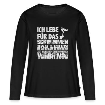 Schwimmen Schwimmer Swimming - Frauen Premium Bio Langarmshirt - Schwarz - Vorne - Julia (174cm)