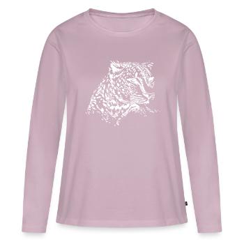 Léopard - T-shirt manches longues Premium bio Femme - rose poudré - Devant - Julia (174cm)