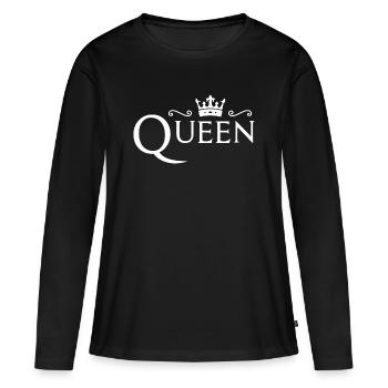 Couple design! King - Queen! - Women's Premium Organic Long Sleeve Shirt - black - Front - Julia (174cm)