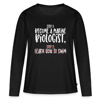 Biologiste marin Étape 1 - T-shirt manches longues Premium bio Femme - noir - Devant - Julia (174cm)