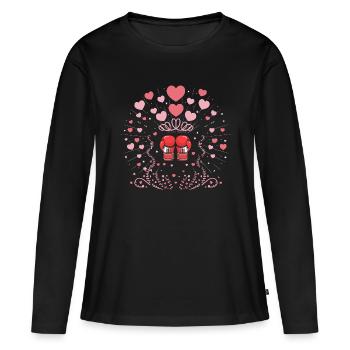 Saint-Valentin Boxe Boxer Sports Force Gym Athlète - T-shirt manches longues Premium bio Femme - noir - Devant - Julia (174cm)