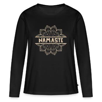 NAMASTE (1) - T-shirt manches longues Premium bio Femme - noir - Devant - Julia (174cm)