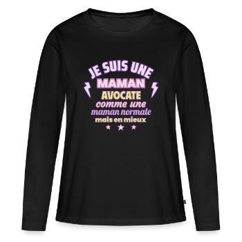 Maman avocate, cadeau fête des mères,Noël - T-shirt manches longues Premium bio Femme - noir - Devant - Julia (174cm)