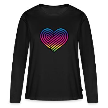 Cœur arc-en-ciel Homosexualité Amour LGBT - T-shirt manches longues Premium bio Femme - noir - Devant - Julia (174cm)