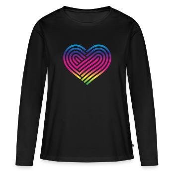 Cœur arc-en-ciel Homosexualité Amour LGBT - T-shirt manches longues Premium bio Femme - noir - Devant - Julia (174cm)