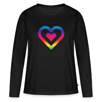 Cœur arc-en-ciel Homosexualité Amour LGBT - T-shirt manches longues Premium bio Femme - noir - Devant - Julia (174cm)