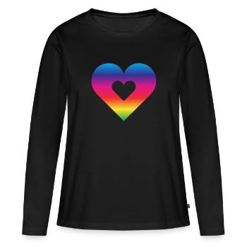 Cœur arc-en-ciel Homosexualité Amour LGBT - T-shirt manches longues Premium bio Femme - noir - Devant - Julia (174cm)