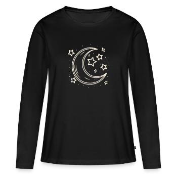 Crescent Moon Crescent Moon and Stars - Women's Premium Organic Long Sleeve Shirt - black - Front - Julia (174cm)