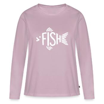 Os de poisson, squelette, pêche à chevrons - T-shirt manches longues Premium bio Femme - rose poudré - Devant - Julia (174cm)