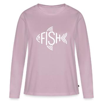 Os de poisson, squelette, pêche à chevrons - T-shirt manches longues Premium bio Femme - rose poudré - Devant - Julia (174cm)