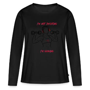 Shiny fitness girl with dumbbells - Women's Premium Organic Long Sleeve Shirt - black - Front - Julia (174cm)