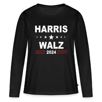 Harris Walz 2024 - Frauen Premium Bio Langarmshirt - Schwarz - Vorne - Julia (174cm)