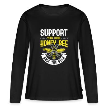 Support your local Honey Bee Save the Bees - T-shirt manches longues Premium bio Femme - noir - Devant - Julia (174cm)