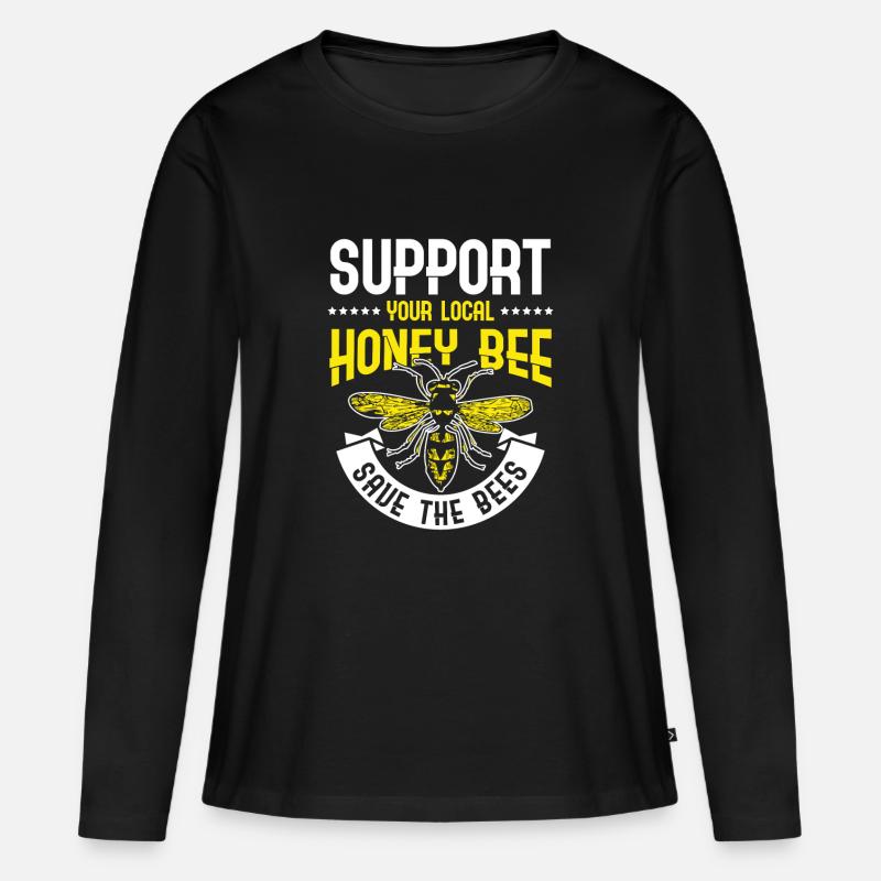 Support your local Honey Bee Save the Bees - Frauen Premium Bio Langarmshirt - Schwarz