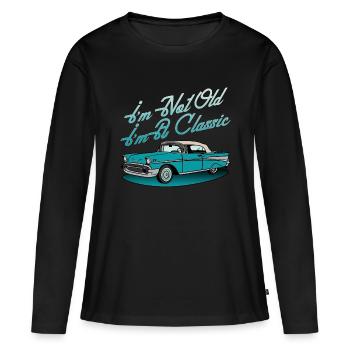 Graphique de voiture classique - T-shirt manches longues Premium bio Femme - noir - Devant - Julia (174cm)