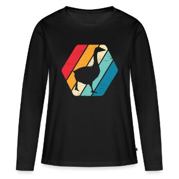 Oie Oiseau migrateur Oiseau Animal Nature Rétro - T-shirt manches longues Premium bio Femme - noir - Devant - Julia (174cm)