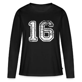 16 - T-shirt manches longues Premium bio Femme - noir - Devant - Julia (174cm)