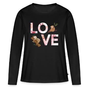 Paresseux - T-shirt manches longues Premium bio Femme - noir - Devant - Julia (174cm)
