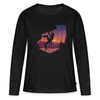 Felsklettern Kletterer Bergsteigen - Frauen Premium Bio Langarmshirt - Schwarz - Vorne - Julia (174cm)