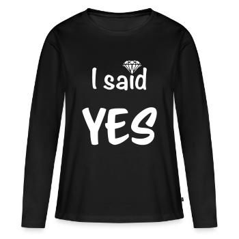 Mariée célibataire - T-shirt manches longues Premium bio Femme - noir - Devant - Julia (174cm)