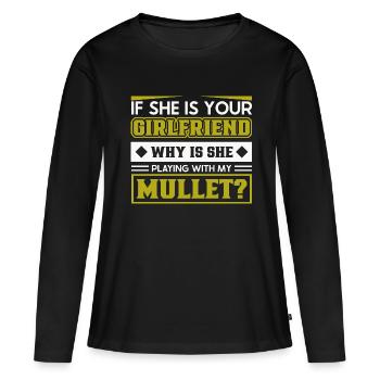 Mullet Coiffure Vokuhila Coiffure - T-shirt manches longues Premium bio Femme - noir - Devant - Julia (174cm)