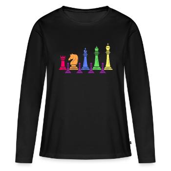 Échecs Échec et mat Joueur d’échecs Famille d’échecs - T-shirt manches longues Premium bio Femme - noir - Devant - Julia (174cm)