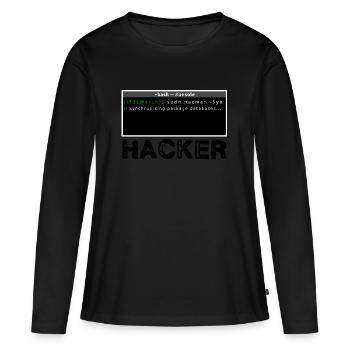 Hacker Linux - Frauen Premium Bio Langarmshirt - Schwarz - Vorne - Julia (174cm)