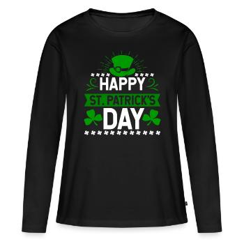 Happy St. Patrick's Day Feiertag Irland Geschenk - Frauen Premium Bio Langarmshirt - Schwarz - Vorne - Julia (174cm)