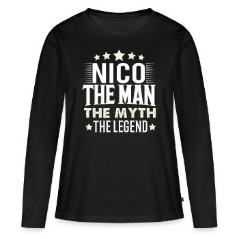 Nico - T-shirt manches longues Premium bio Femme - noir - Devant - Julia (174cm)