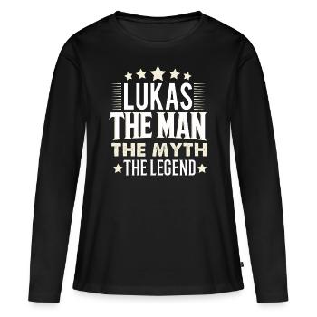 Lukas - Women's Premium Organic Long Sleeve Shirt - black - Front - Julia (174cm)
