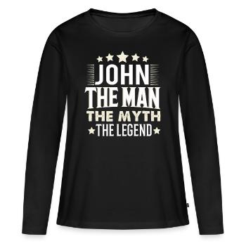 John - Frauen Premium Bio Langarmshirt - Schwarz - Vorne - Julia (174cm)