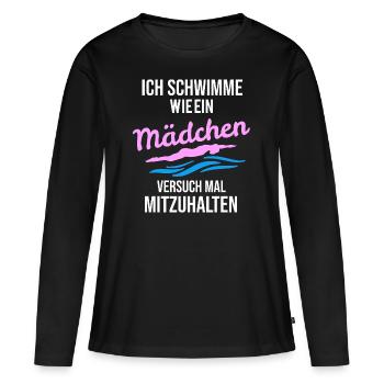 Schwimmer Bademeister DLRG Maedchen - Frauen Premium Bio Langarmshirt - Schwarz - Vorne - Julia (174cm)
