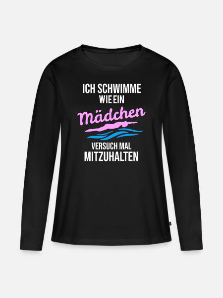 Schwimmer Bademeister DLRG Maedchen - Frauen Premium Bio Langarmshirt - Schwarz
