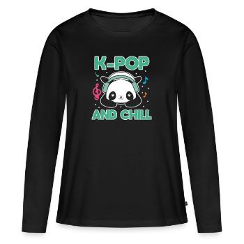 K-Pop Pop Music Corée Coréen Groupe Cadeau - T-shirt manches longues Premium bio Femme - noir - Devant - Julia (174cm)