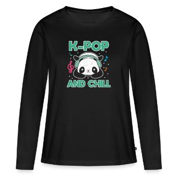 K-Pop - Frauen Premium Bio Langarmshirt - Schwarz - Vorne - Julia (174cm)