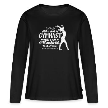 Gymnastik Turnen Turnerin Bodenturnen Geschenk - Frauen Premium Bio Langarmshirt - Schwarz - Vorne - Julia (174cm)