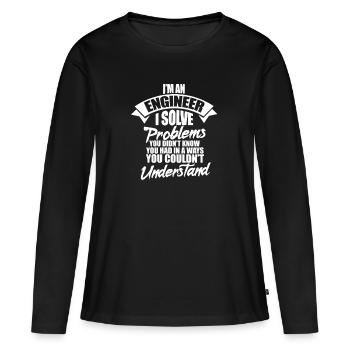 Ingenieur - Frauen Premium Bio Langarmshirt - Schwarz - Vorne - Julia (174cm)