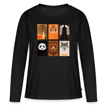 Animaux sauvages - T-shirt manches longues Premium bio Femme - noir - Devant - Julia (174cm)
