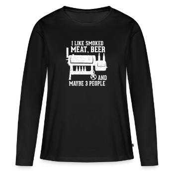 Smoker BBQ BBQ Viande Bière Cadeau - T-shirt manches longues Premium bio Femme - noir - Devant - Julia (174cm)