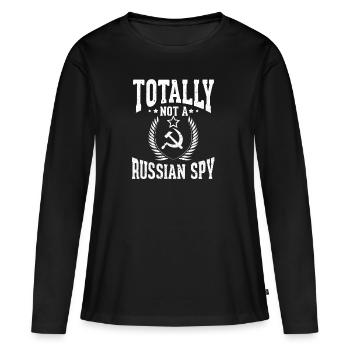 Spy Russie - T-shirt manches longues Premium bio Femme - noir - Devant - Julia (174cm)