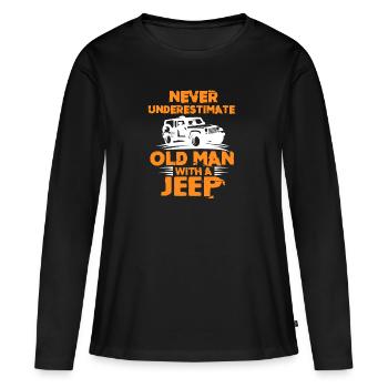 Jeep Opa Grossvater Cherokee Wrangler 4WD Geschenk - Frauen Premium Bio Langarmshirt - Schwarz - Vorne - Julia (174cm)