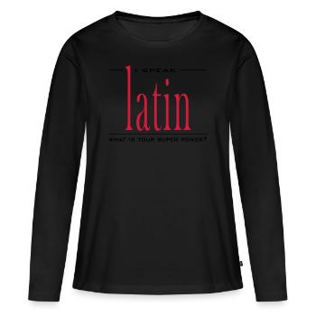 Super Power Latin - Women's Premium Organic Long Sleeve Shirt - black - Front - Julia (174cm)