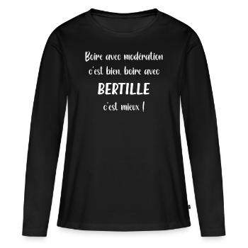 Boire avec bertille - T-shirt manches longues Premium bio Femme - noir - Devant - Julia (174cm)