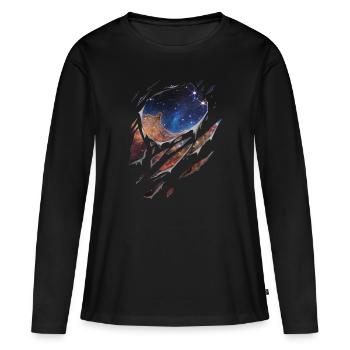 Astronomie Carina nebula galaxy zerrissen Geschenk - Frauen Premium Bio Langarmshirt - Schwarz - Vorne - Julia (174cm)