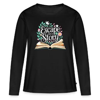 Book lover Reading fan - Women's Premium Organic Long Sleeve Shirt - black - Front - Julia (174cm)