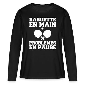 Schläger in der Hand Ping Pong Ping Pong Ping Pong - Frauen Premium Bio Langarmshirt - Schwarz - Vorne - Julia (174cm)